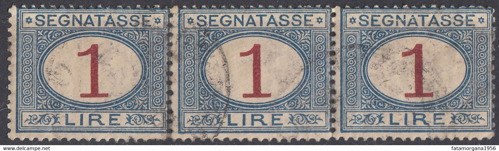 ITALIA - Segnatasse: Tre Yvert 13 Usati Uniti Fra Loro. - Postage Due