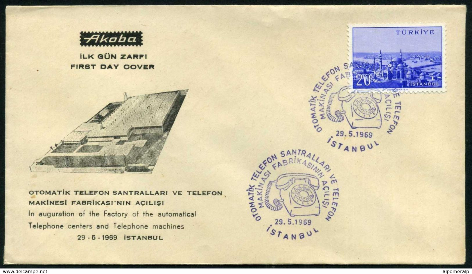 Turkey 1969 Factory Of The Automatical Telephone Centers And Telephone Machines | Special Cove, May 29 - Lettres & Documents