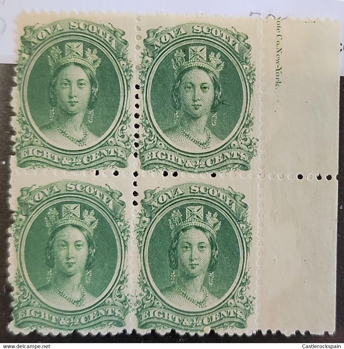 O)  1860 NOVA SCOTIA, CANADA, BRITISH CROWN COLONY, QUEEN VICTORIA, SCT 11 8 1/2c Green, Scv 7 Usd. XF - Unused Stamps
