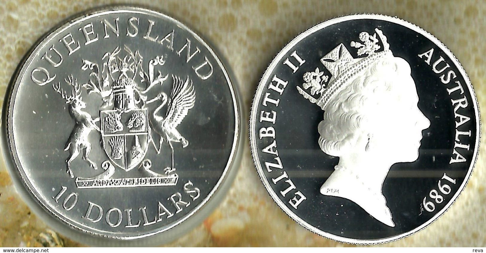 AUSTRALIA $10 STATE SERIES QUEENSLAND 1989 SILVER PROOF KM? CV$45A  READ DESCRIPTION CAREFULLY !!! - 10 Dollars