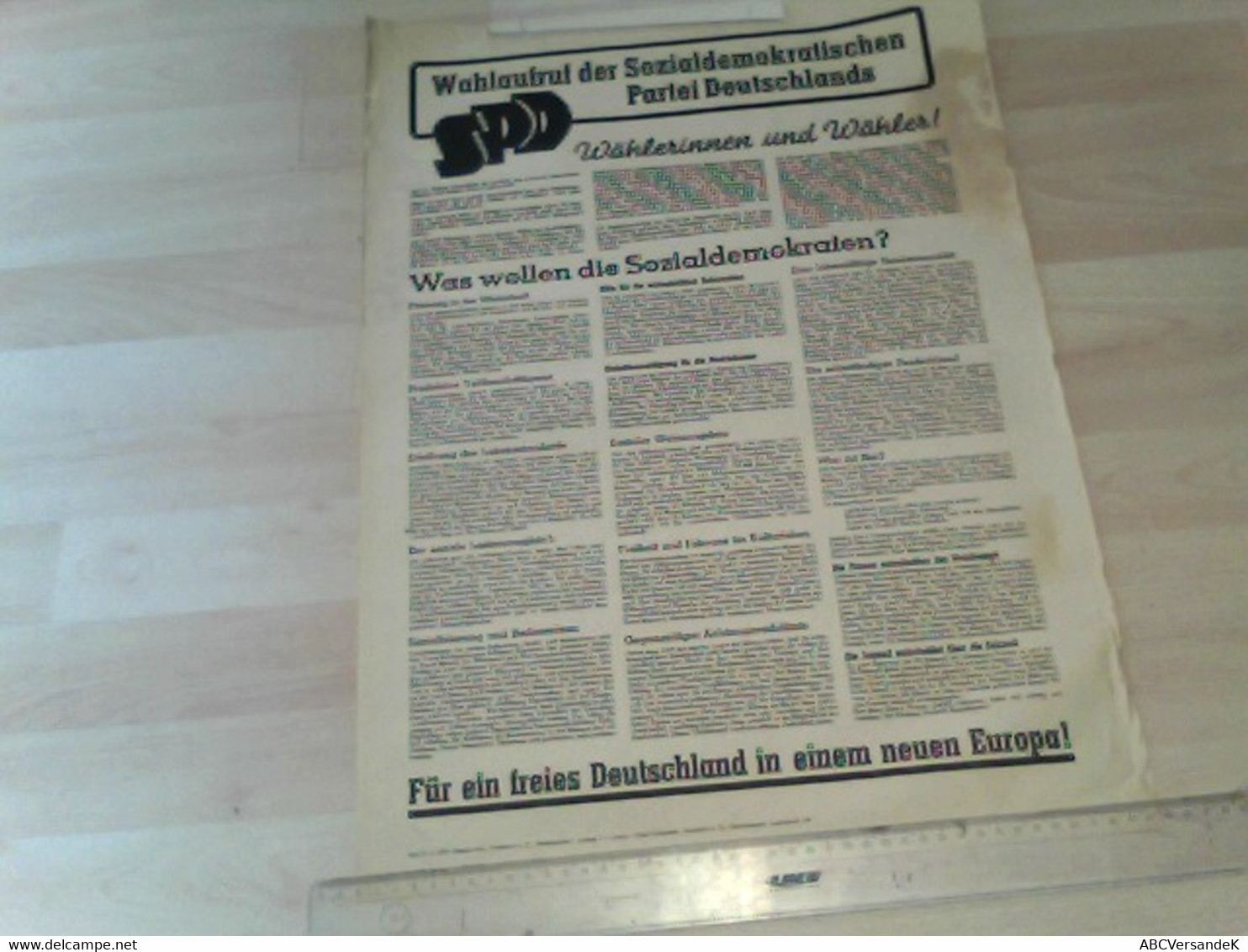 SPD Wahlaufruf Wahlkampfplakat 1949: Wahlkampf Der Sozialdemokratischen Partei Deutschlands - Politik & Zeitgeschichte