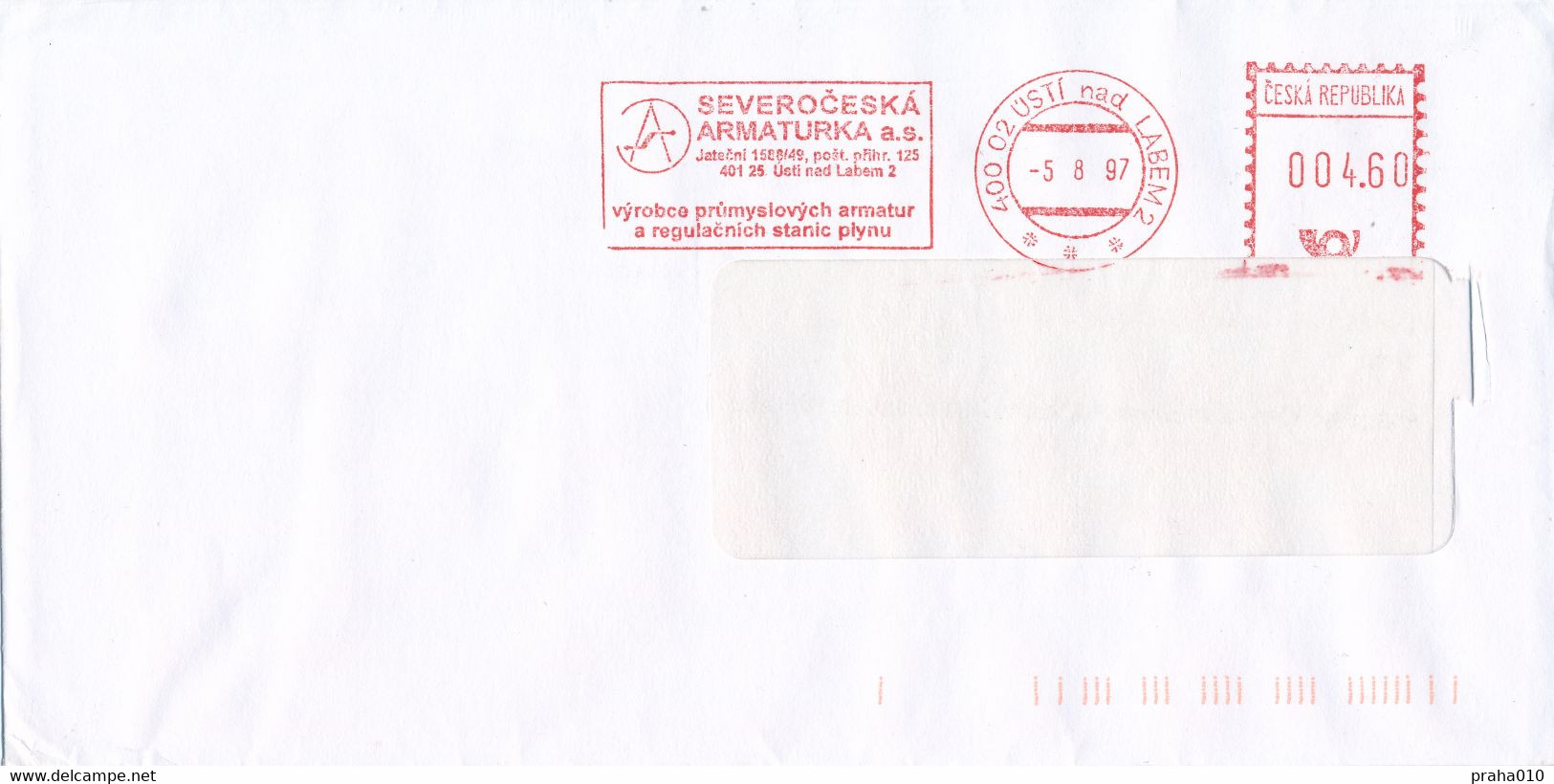 F0404 - Czech Rep. (1997) 400 02 Usti Nad Labem 2: SEVEROCESKA ARMATURKA Ltd. (production Of Gas Control Stations). - Gas