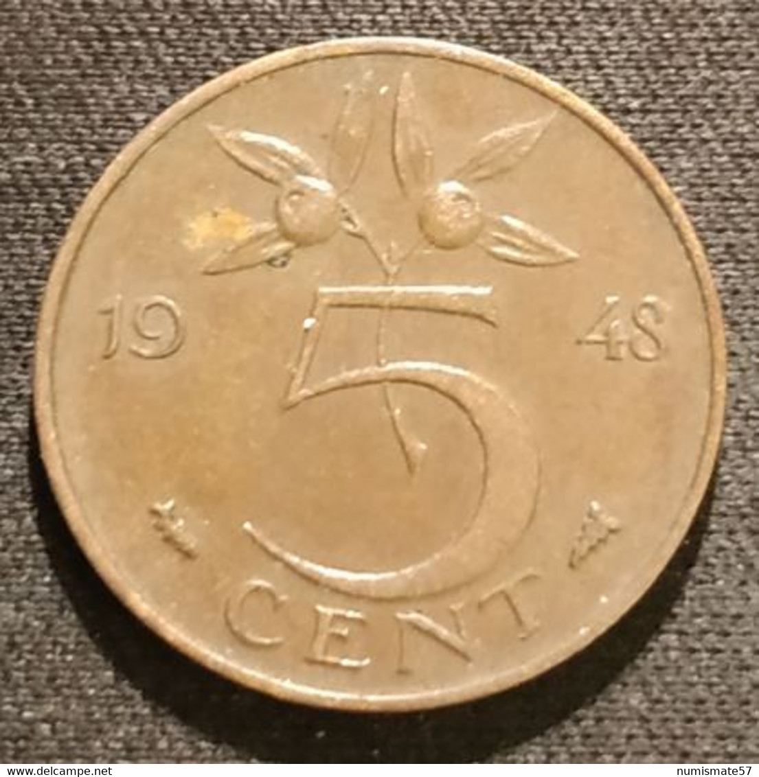 PAYS-BAS - NEDERLAND - 5 CENT 1948 - Wilhelmina - KM 176 - ( Cents ) - 5 Cent