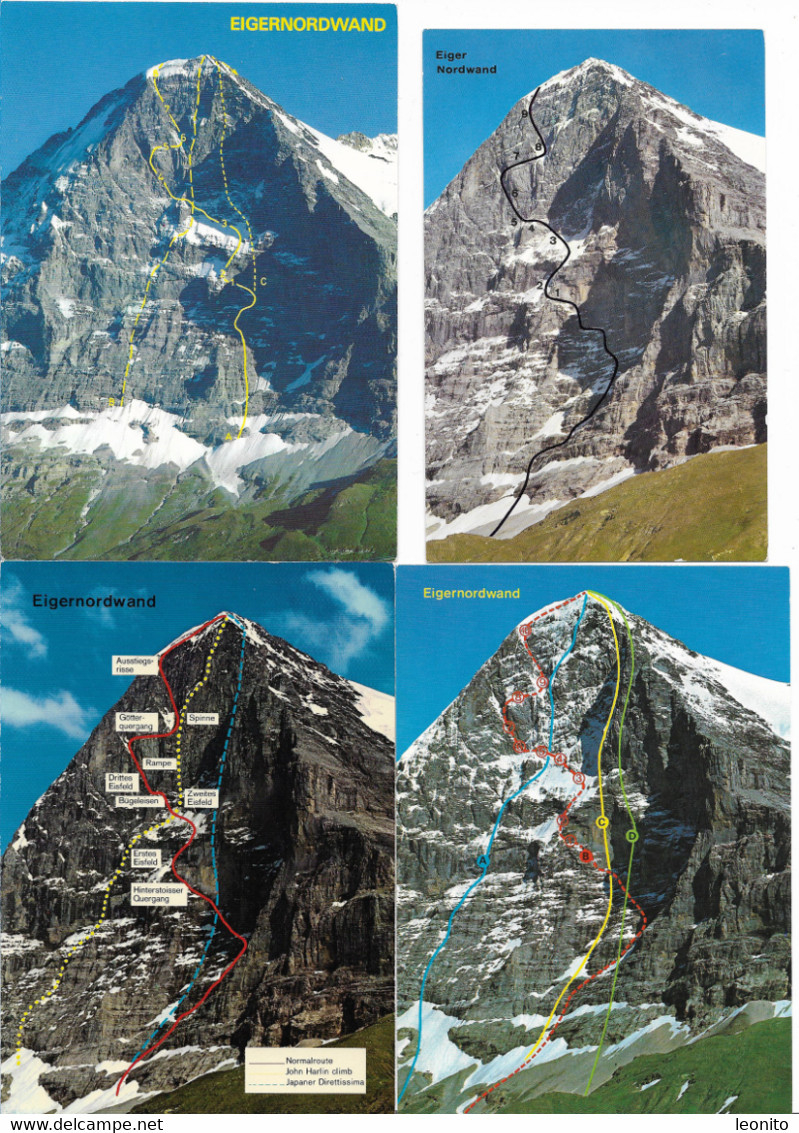 Eigernordwand Eiger BE Kletterrouten Bergsteigen 4 Karten - Gsteig Bei Gstaad