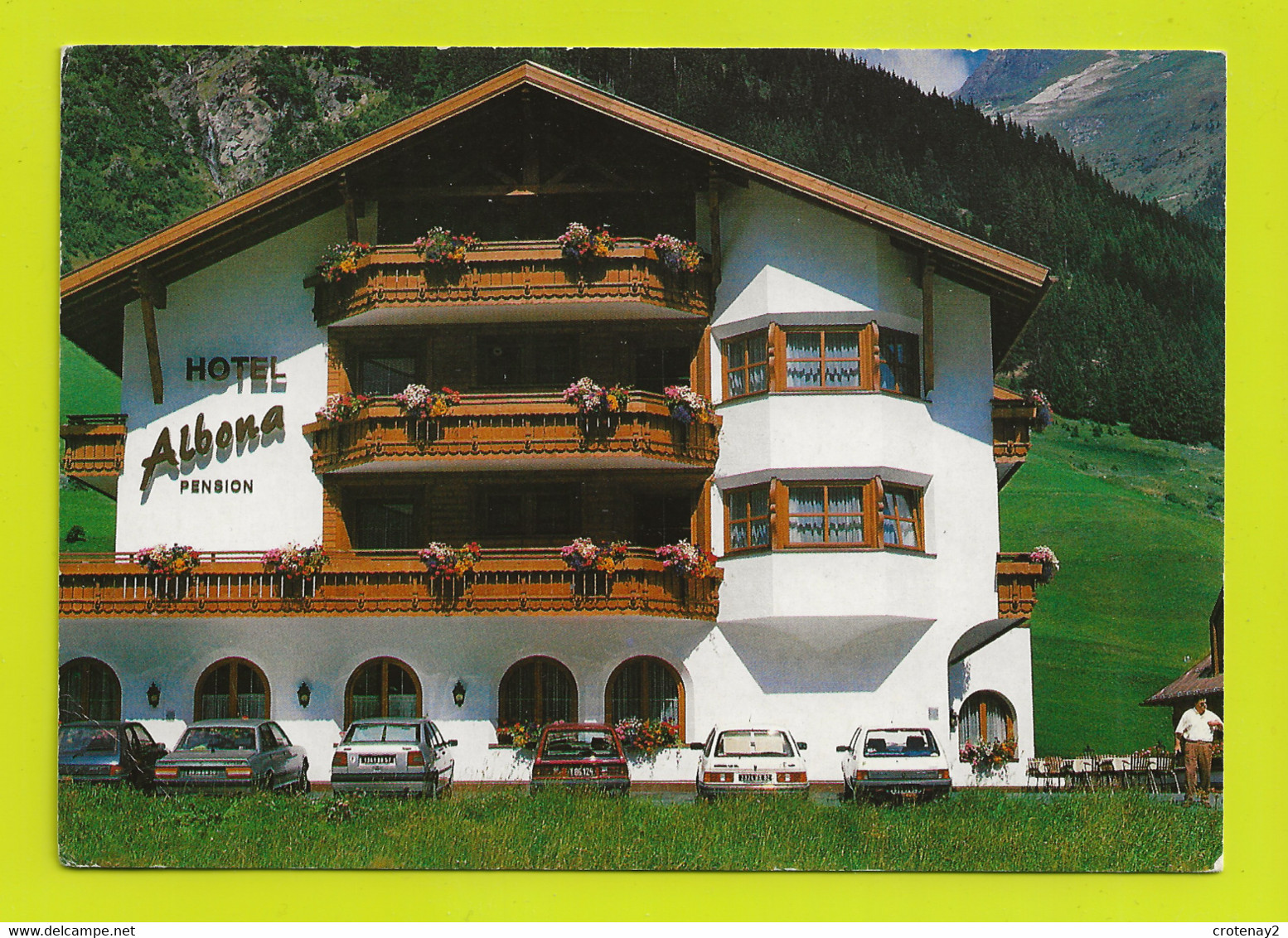 TYROL Hôtel ALBONA Pension Fam Zangerl Ischgl N°5236 En 1996 Autos Peugeot 205 Ford Escort - Ischgl