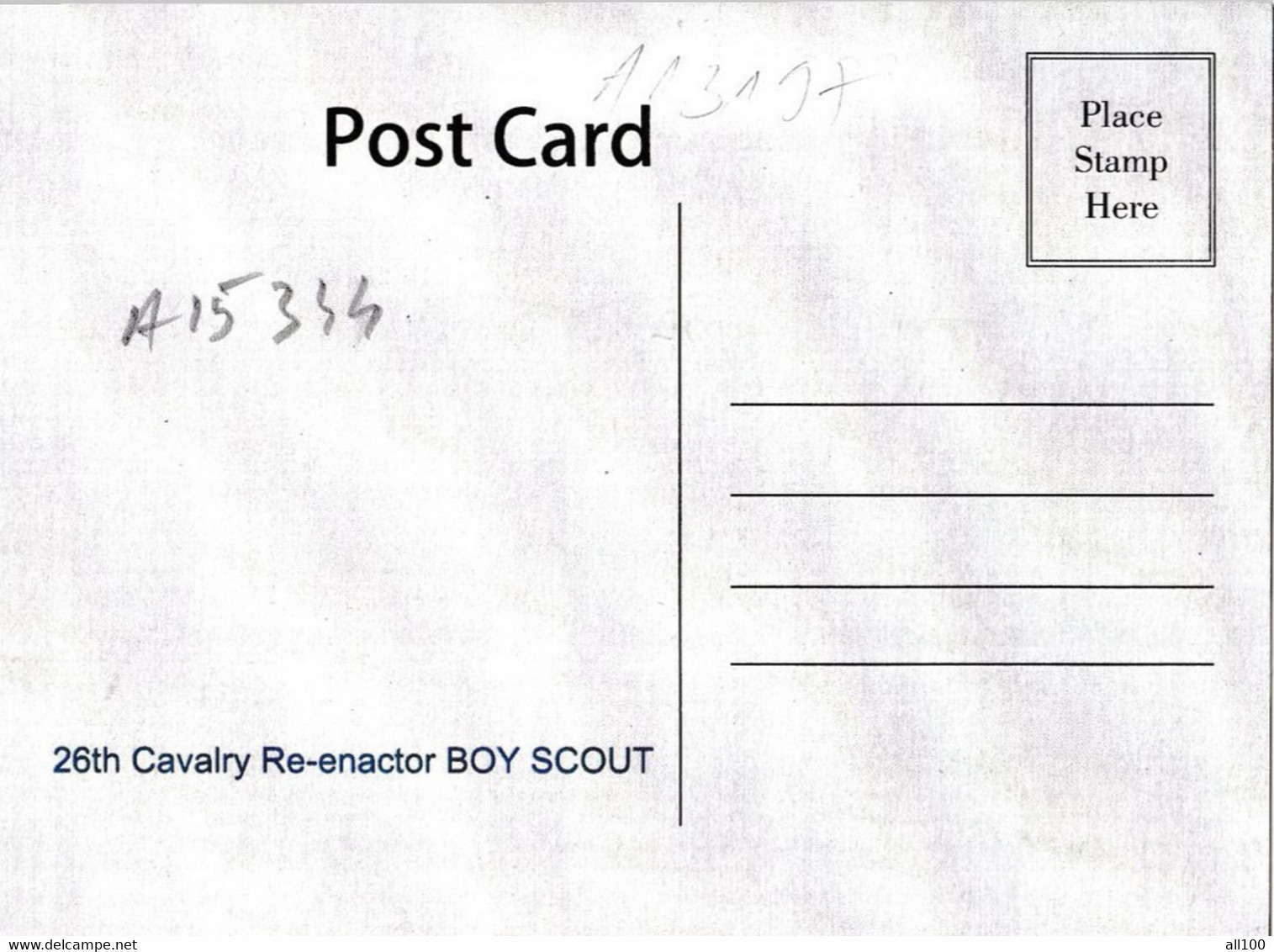 A15344 - BOY SCOUT CAVALRY RE ENACTOR   POSTCARD UNUSED - Scoutisme
