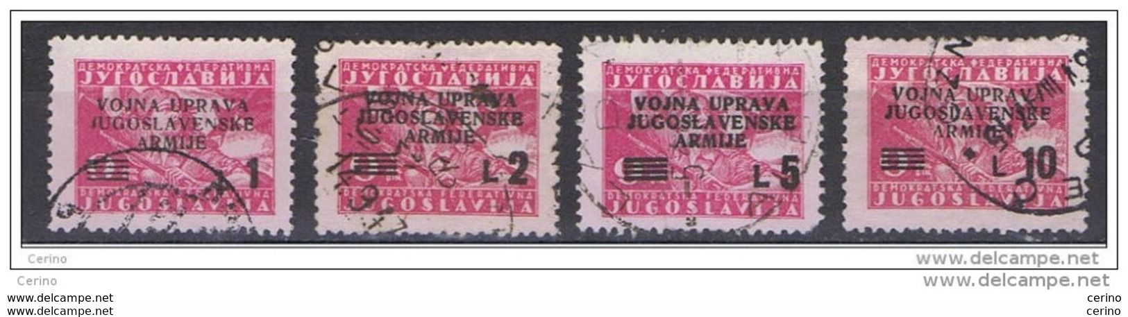 LITORALE  SLOVENO:  1947  OCCUPAZIONE  JUGOSLAVA  -  4  VAL. ROSA  US. -  SASS. 67 + 69 + 71 + 73 - Yugoslavian Occ.: Slovenian Shore