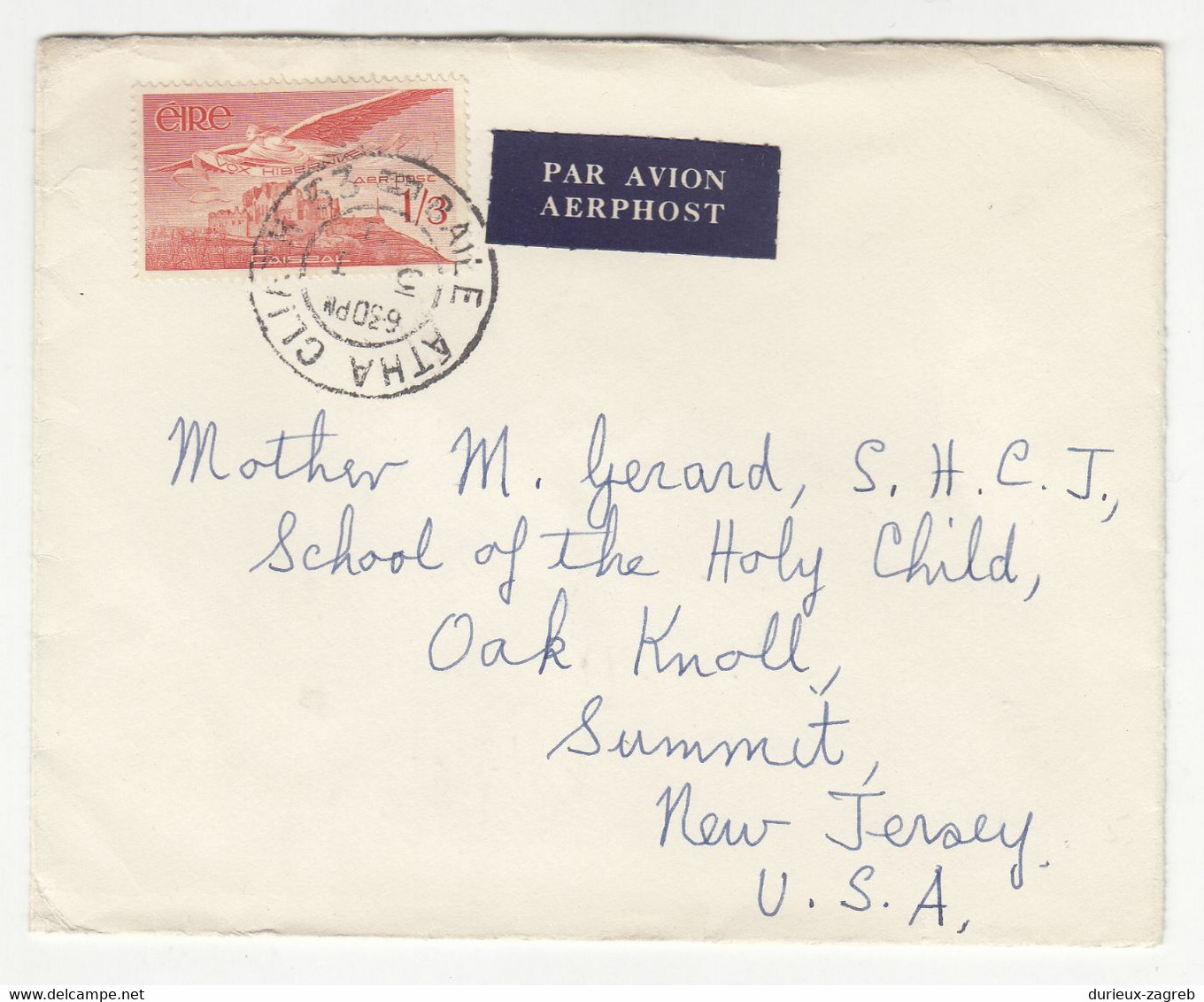 Ireland Letter Cover Posted Air Mail To USA B220110 - Poste Aérienne