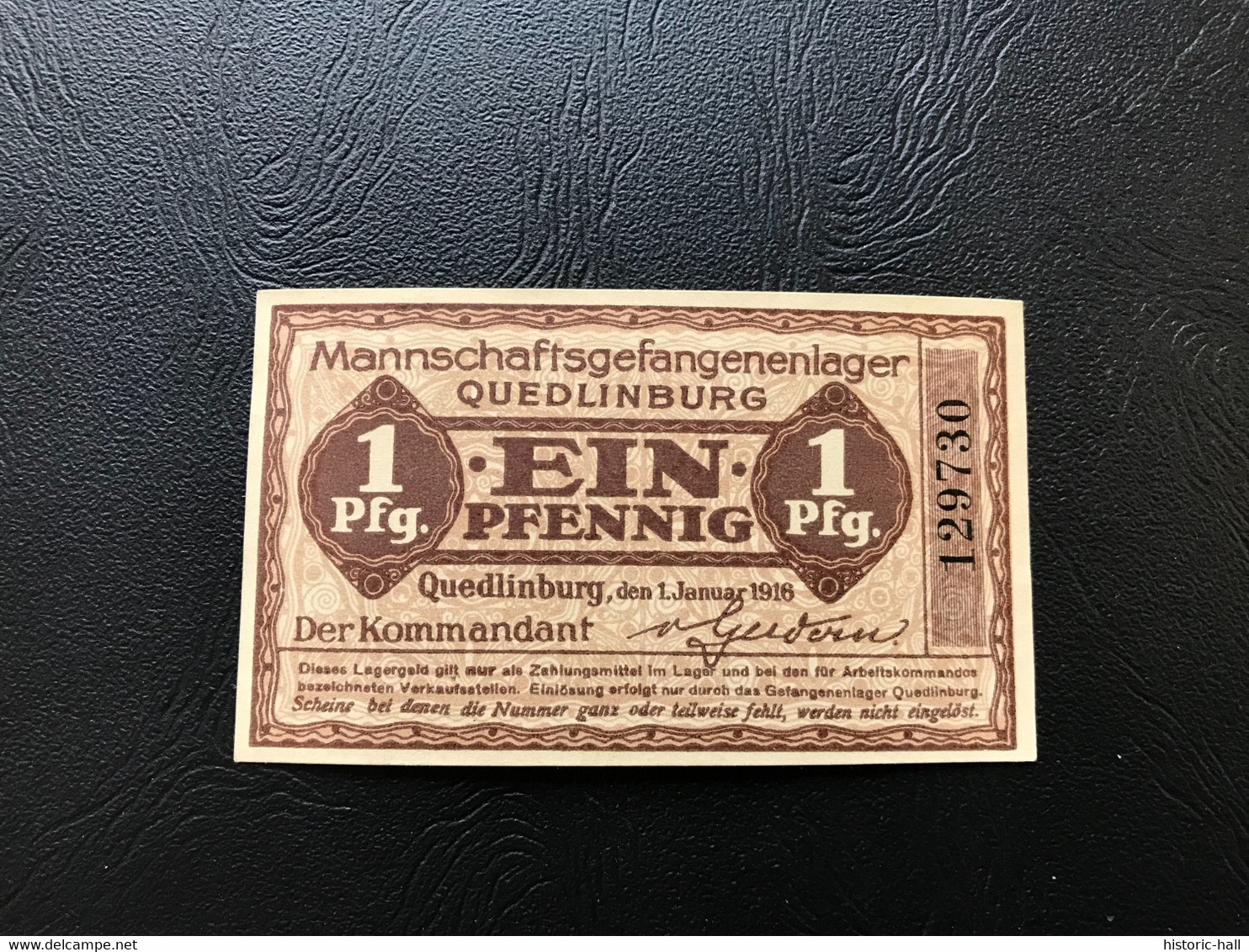 Notgeld - Billet Necéssité Allemagne - 1 Pfennig - Quedlinburg (camp De Prisonniers) 1 Janvier 1916 - Ohne Zuordnung