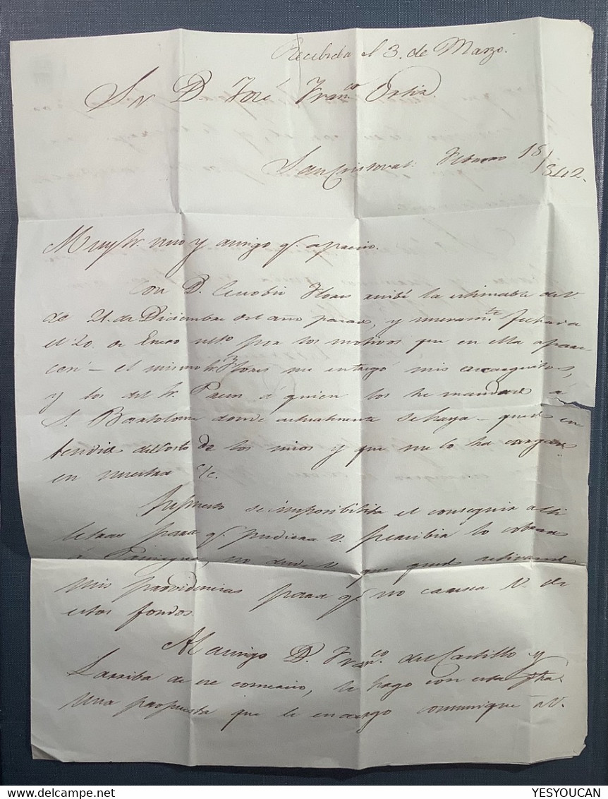 1842 SUPERB !  Entire ”C. DE SN. CRISTOBAL”Chiapas>Guatemala(Mexico Prephilately Cover San C.de Las Casas Mexique Lettre - México