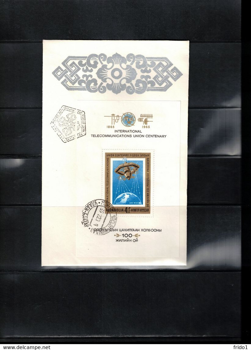 Mongolia 1965 UIT / ITU - Space / Raumfahrt Perforated Block FDC - Asie