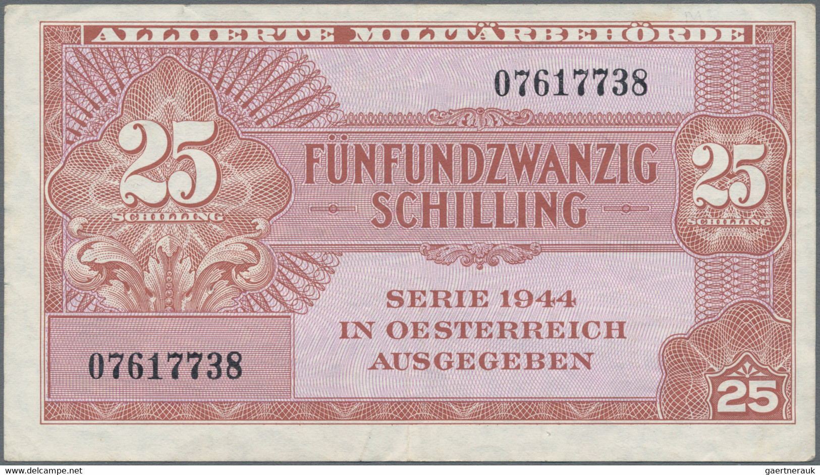 Austria / Österreich: Alliierte Militärbehörde 25 Schilling 1944, P.108a, Very Popular And Rare Note - Austria