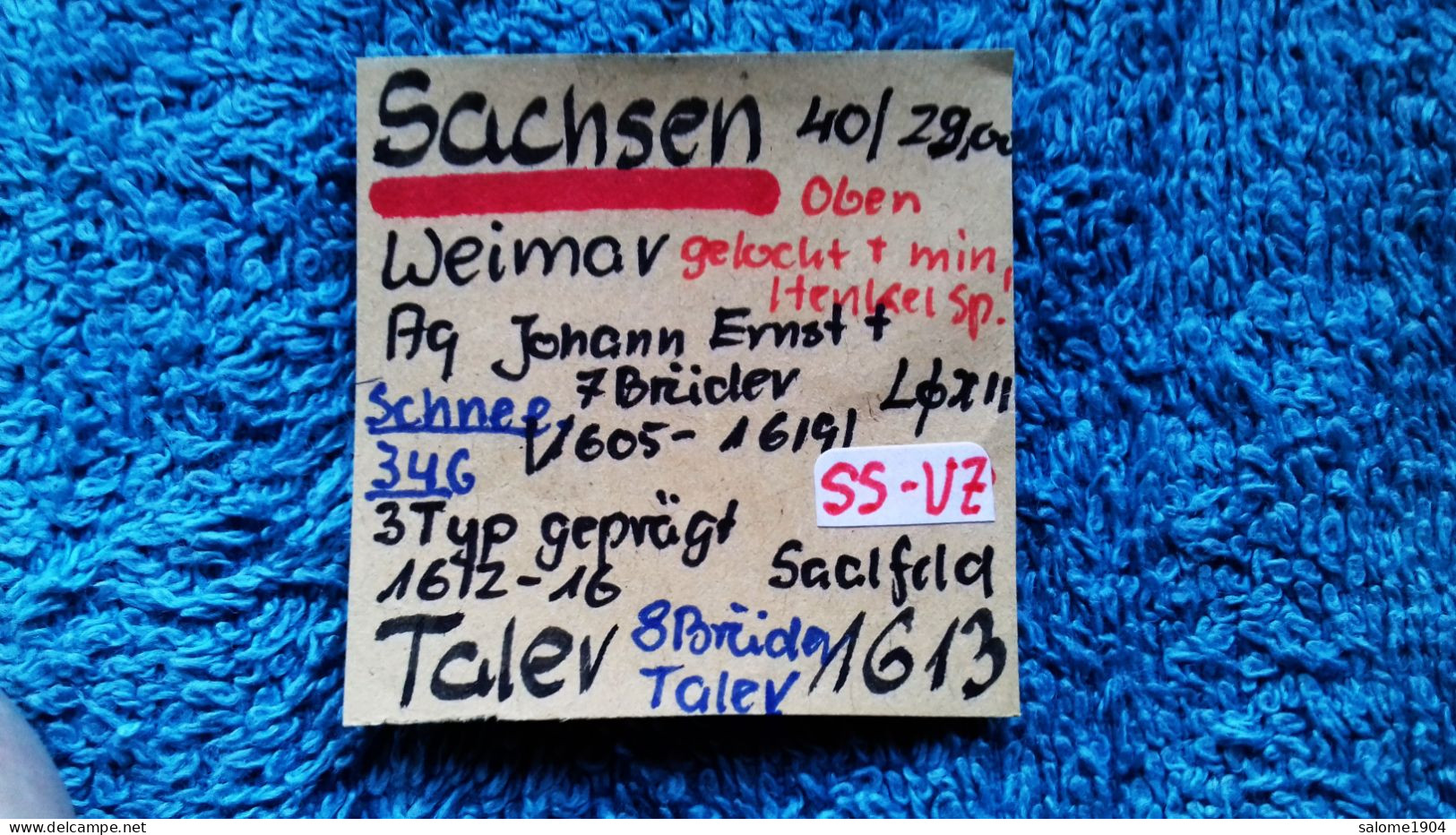 SACHSEN Alt Weimar 1 Taler 1613 Saalfeld Johann Ernst + 7 Brüder (1605-1619) - Taler & Doppeltaler