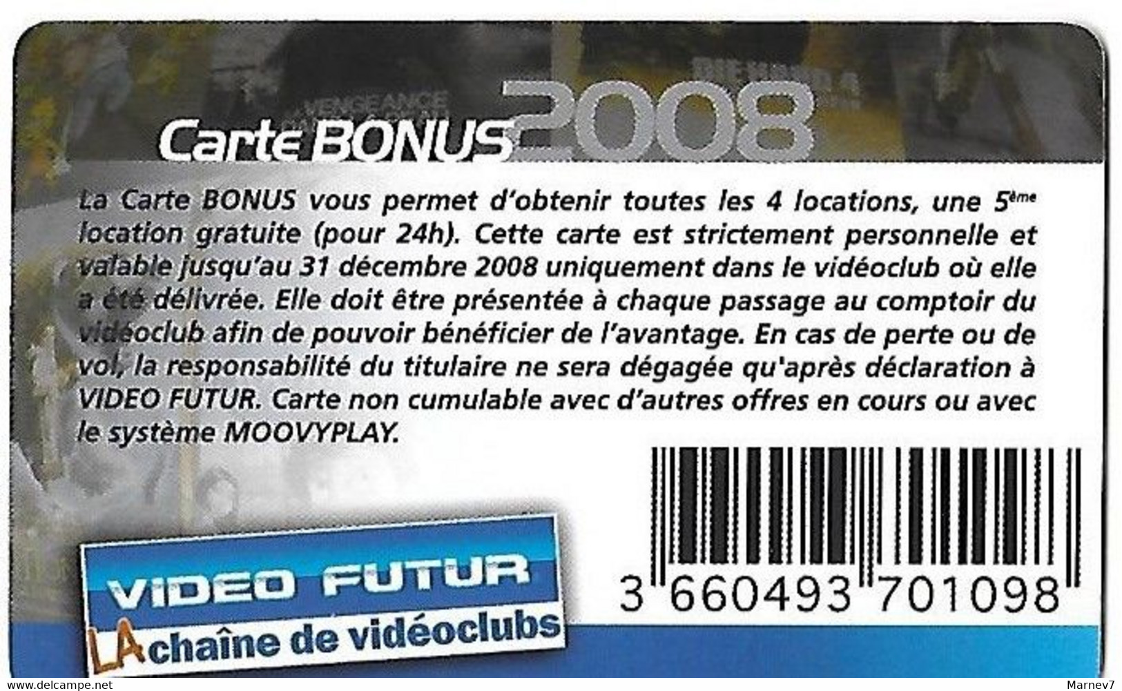 VIDEO FUTUR - Carte Bonus - 2008 - Ratatouille - Vengeance - Die Hard 4 - - Sonstige & Ohne Zuordnung