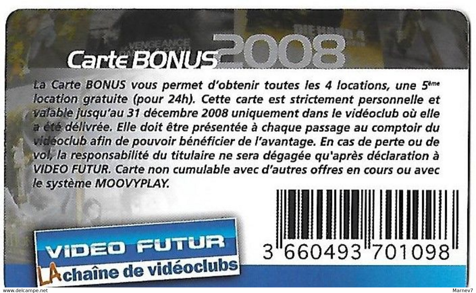 VIDEO FUTUR - Carte Bonus - 2008 - Ratatouille - Vengeance - Die Hard 4 - - Autres & Non Classés