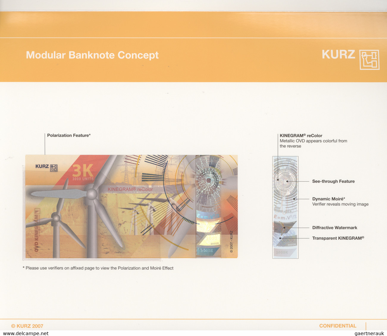 Testbanknoten: Nice Test Note In Folder By Leonhard Kurz (Germany) Consisting A Sample Note Featurin - Specimen