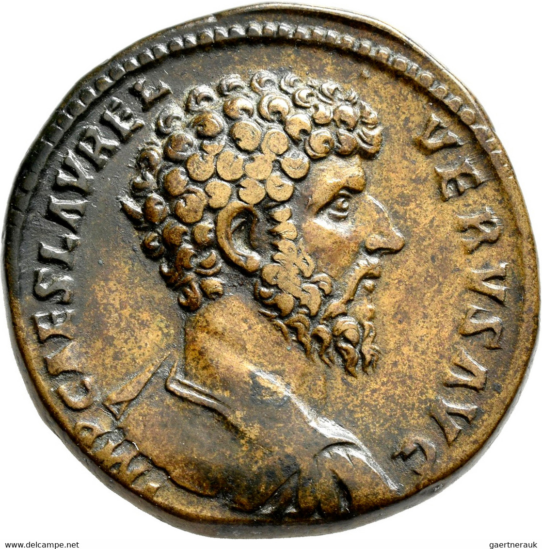 Lucius Verus (161 - 169): Lot 2 Stück; Æ-Sesterz, Rom, 27,06 G, IMP CAES L AVREL – VERVS AVG. Barhäu - The Anthonines (96 AD To 192 AD)