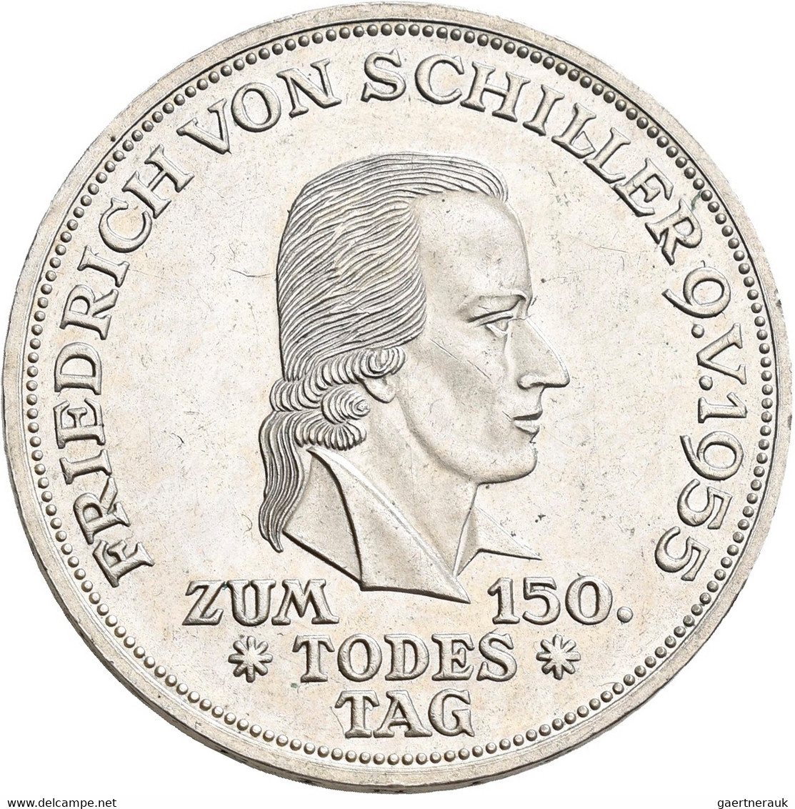 Bundesrepublik Deutschland 1948-2001: 5 DM 1955 F, Friedrich Schiller, Jaeger 389. Kleine Kratzer Un - Other & Unclassified