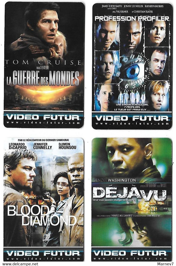 VIDEO FUTUR - 4 Cartes -  Déjà Vu 323 - La Guerre Des Mondes 289 - Profession Profiler 288 - Blood Diamond 327 - - Autres & Non Classés