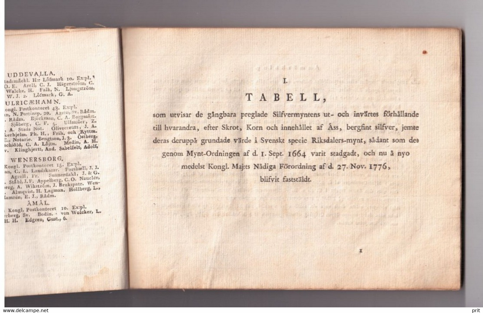 Tables Representing The Relationship Between Sweden & Other Countries Coins Weights Measures 1813 Book C.L.Jöran Sweden - Skandinavische Sprachen