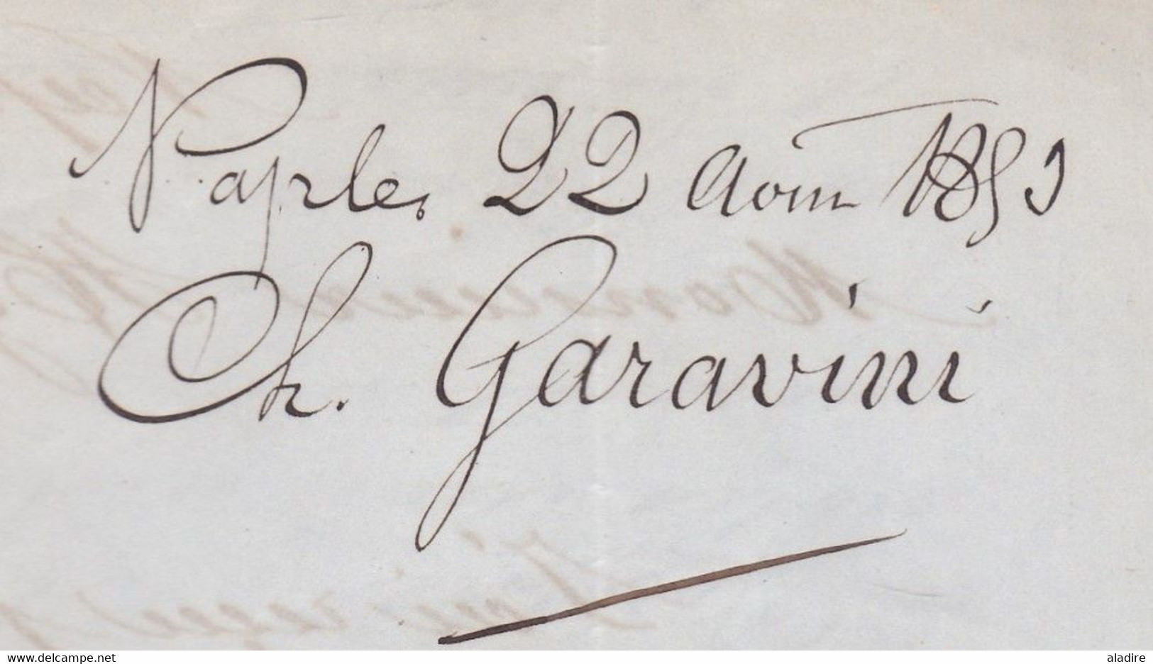 1853 - Lettre pliée avec correspondance en français de NAPOLI NAPLES vers PARIS - entrée par Marseille