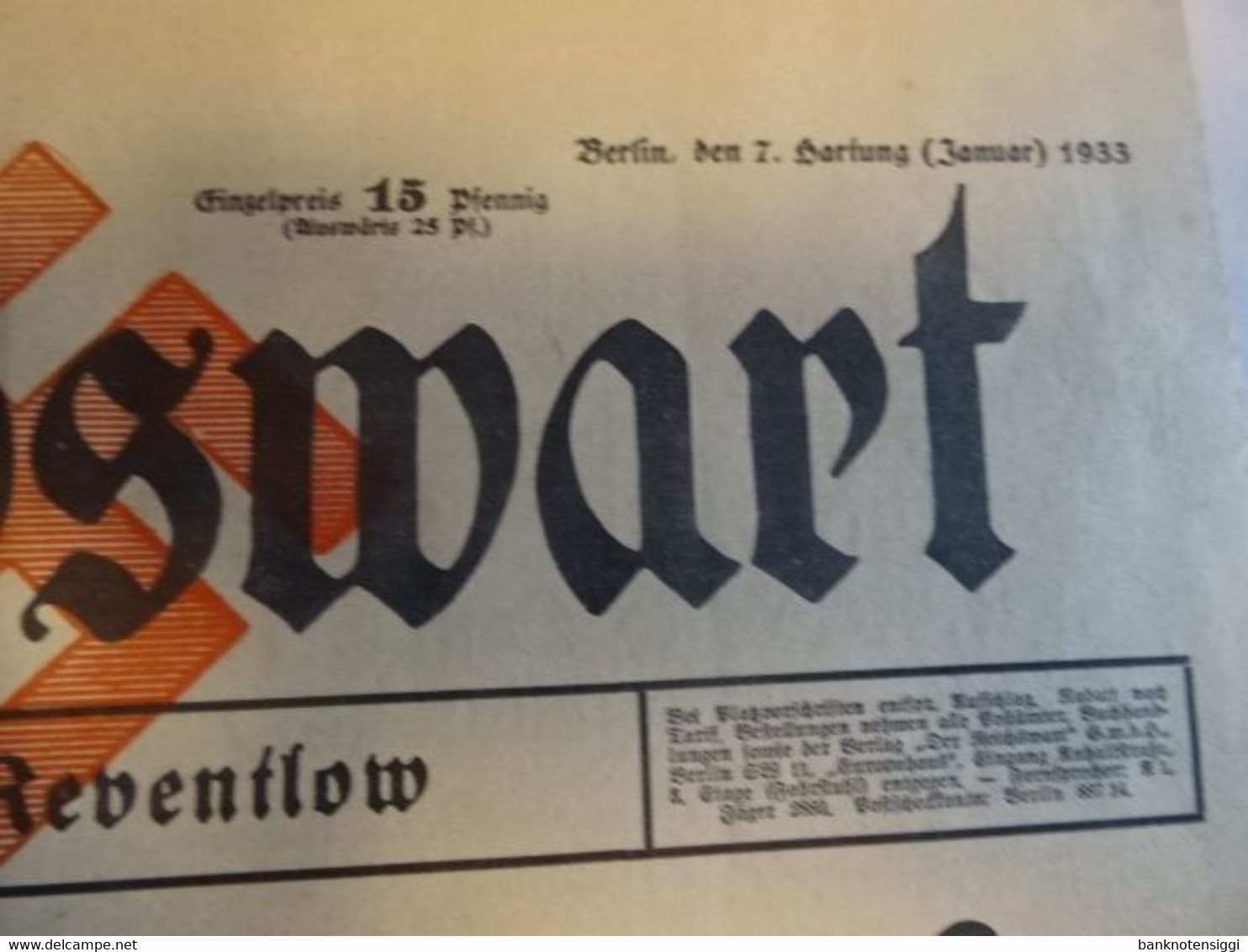 Zeitung "Reichswart Nr.1 Januar Bis Nr.52 Dezember 1933 Als Buch Gebunden - Politik & Zeitgeschichte