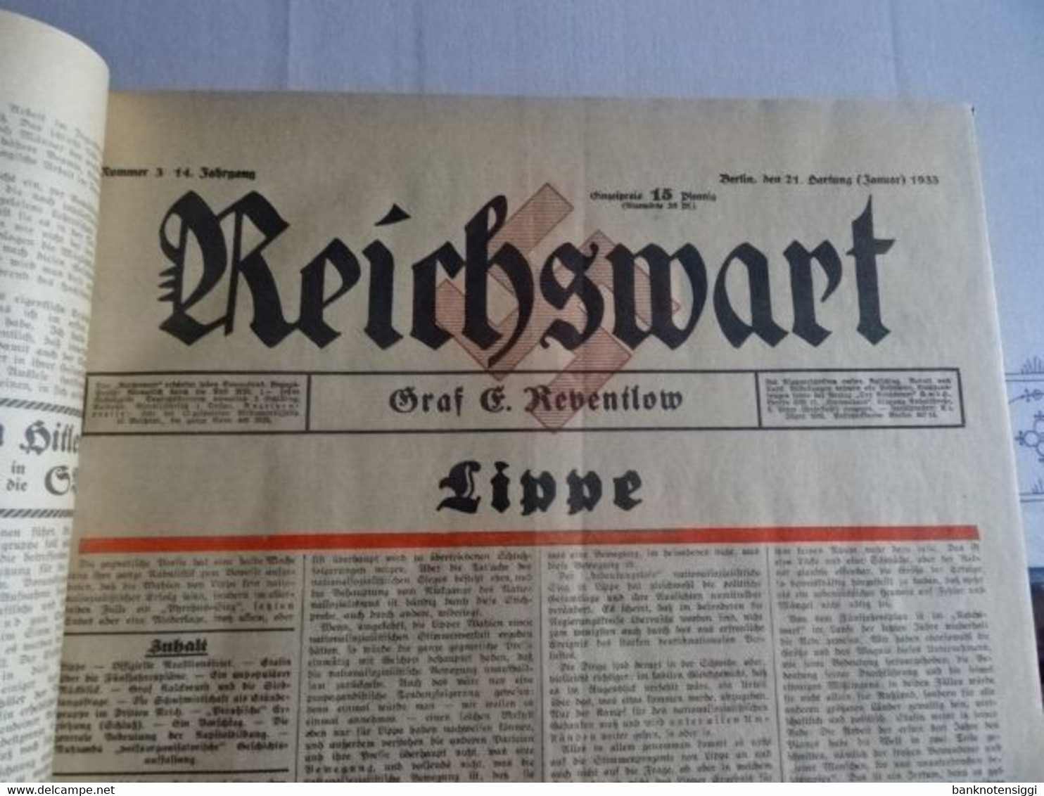 Zeitung "Reichswart Nr.1 januar bis Nr.52 Dezember 1933 als Buch gebunden