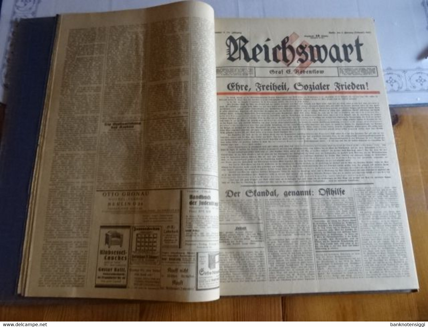 Zeitung "Reichswart Nr.1 januar bis Nr.52 Dezember 1933 als Buch gebunden