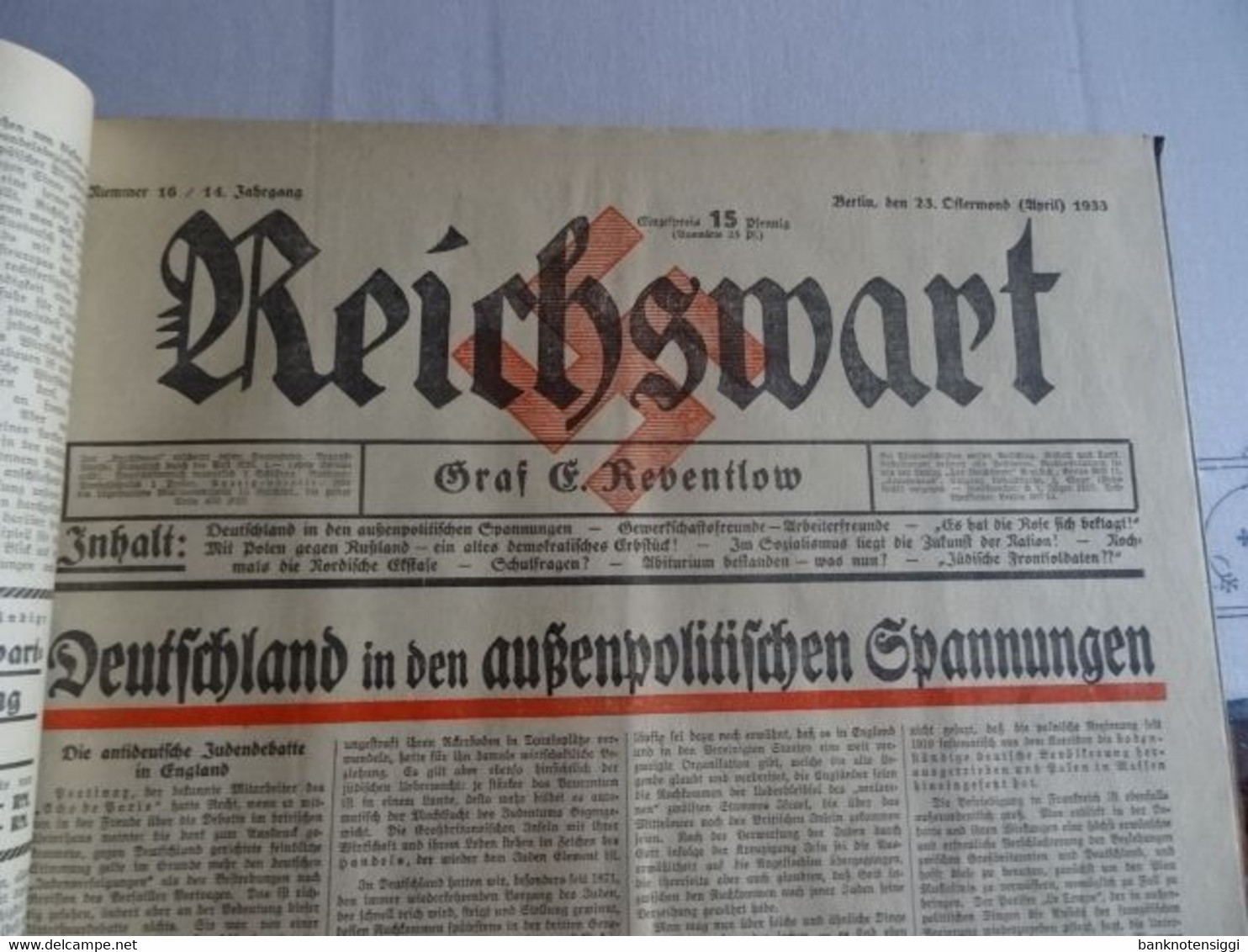 Zeitung "Reichswart Nr.1 januar bis Nr.52 Dezember 1933 als Buch gebunden