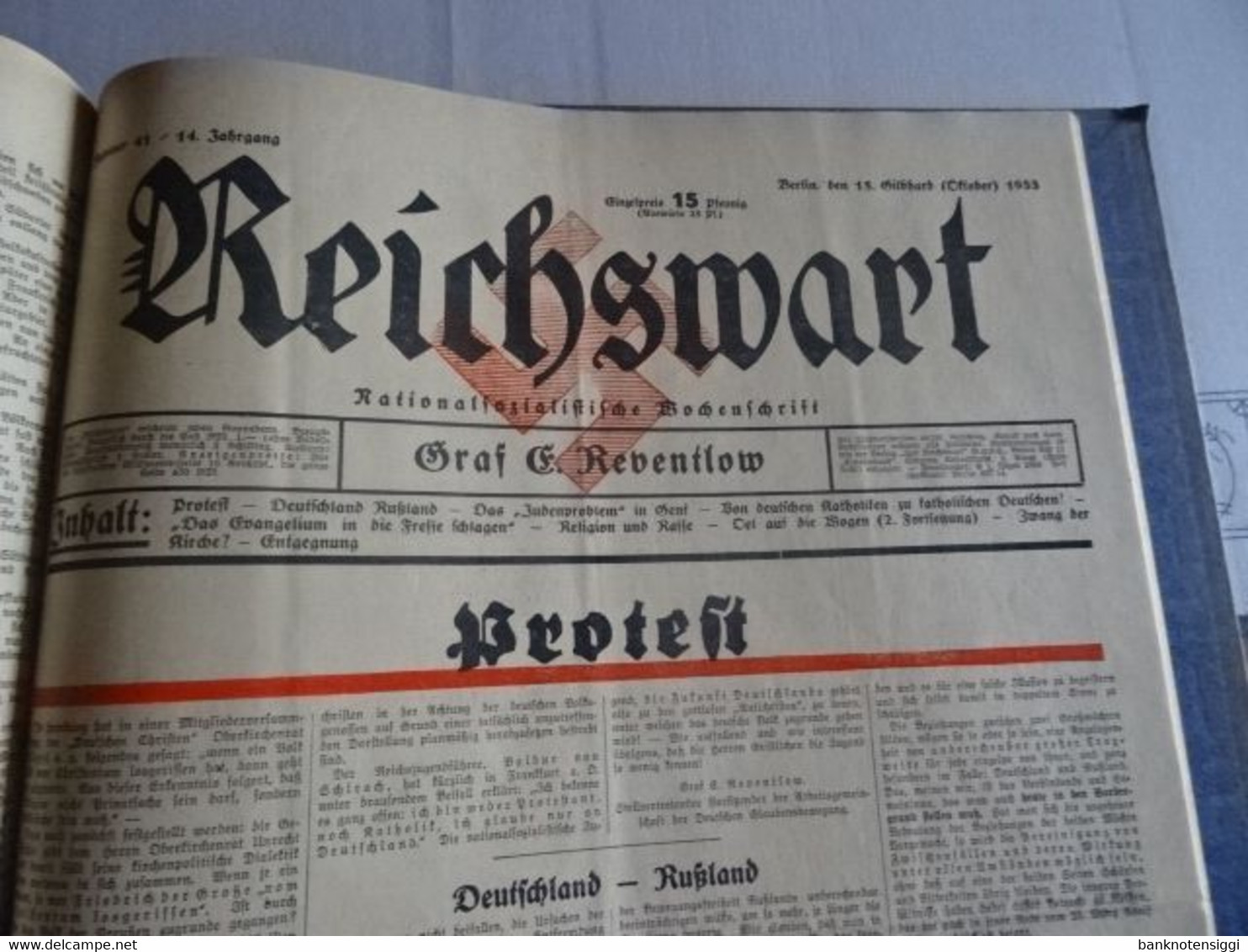 Zeitung "Reichswart Nr.1 januar bis Nr.52 Dezember 1933 als Buch gebunden