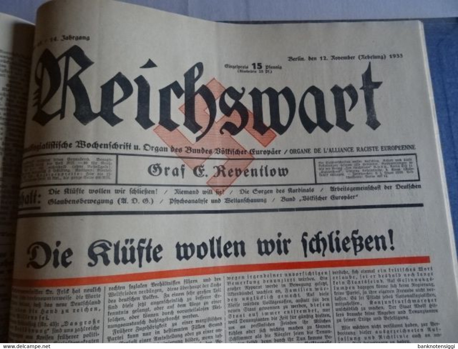 Zeitung "Reichswart Nr.1 januar bis Nr.52 Dezember 1933 als Buch gebunden