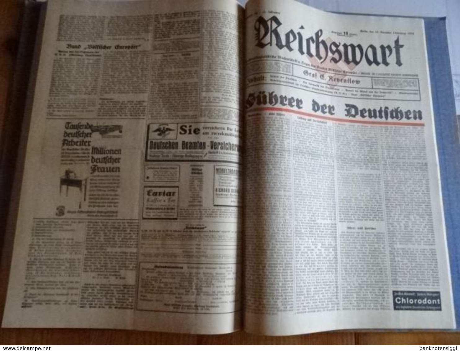 Zeitung "Reichswart Nr.1 januar bis Nr.52 Dezember 1933 als Buch gebunden