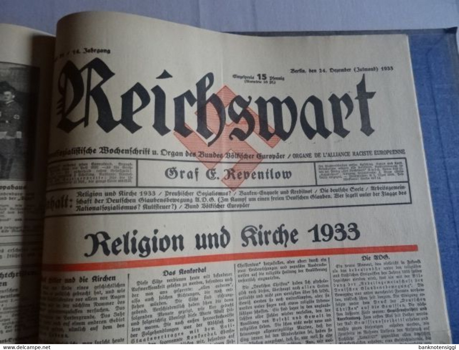 Zeitung "Reichswart Nr.1 januar bis Nr.52 Dezember 1933 als Buch gebunden