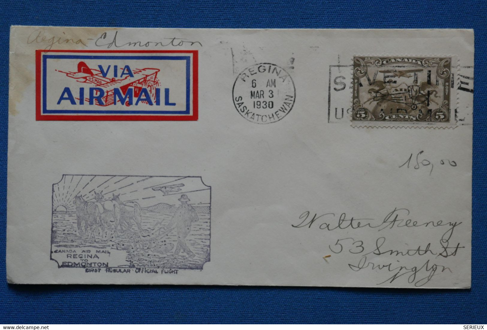 AN12 CANADA   BELLE LETTRE  1930  REGINA    POUR SWINGTON  +++AEROPHILATELIE + AFFRANCH.PLAISANT - Covers & Documents