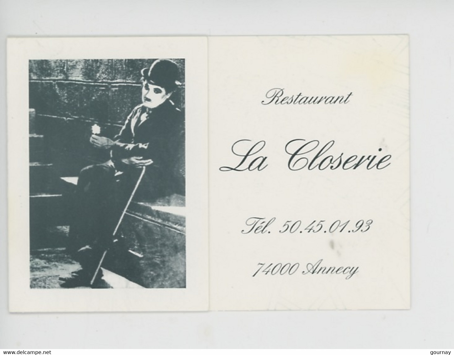 Annecy - La Closerie - Restaurant Rue Vaugelas - Charlie Chaplin  (carte Visite) - Annecy