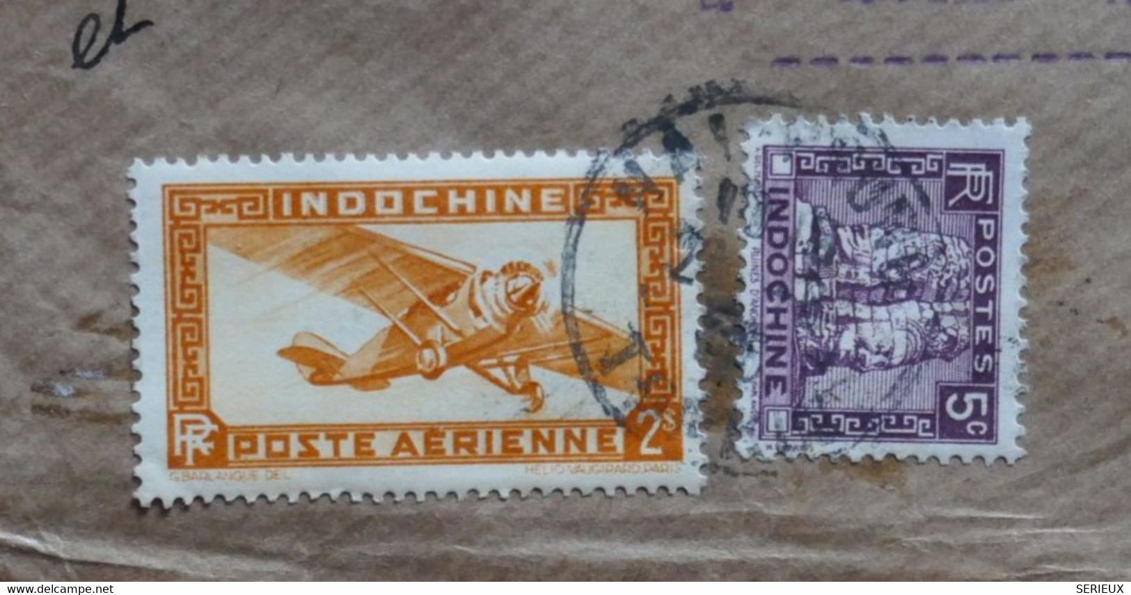 AN12 INDO CHINA  LETTRE RECOM.INTERESSANTE  PRIVEE 1935 PAR AVION HAIPHONG POUR DOYET FRANCE ++ + AFFRANCH. INTERESSANT - Poste Aérienne