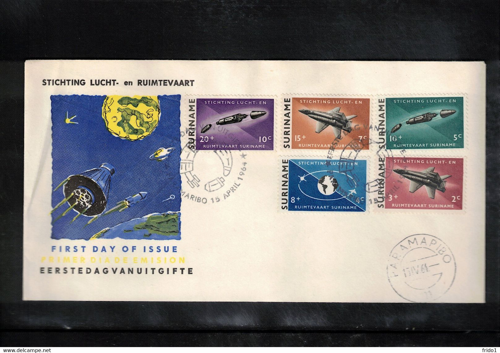 Suriname 1964 Space / Raumfahrt Rockets + Satellites FDC - South America