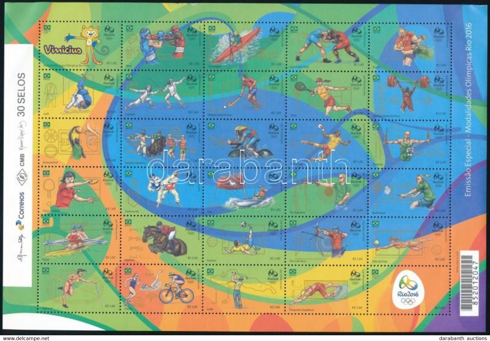 ** 2015 Rio De Janeiro Olimpia Kisív + Blokk, Rio De Janeiro Olympics Mini Sheet + Block Mi 4332-4361 + Mi 178 - Other & Unclassified