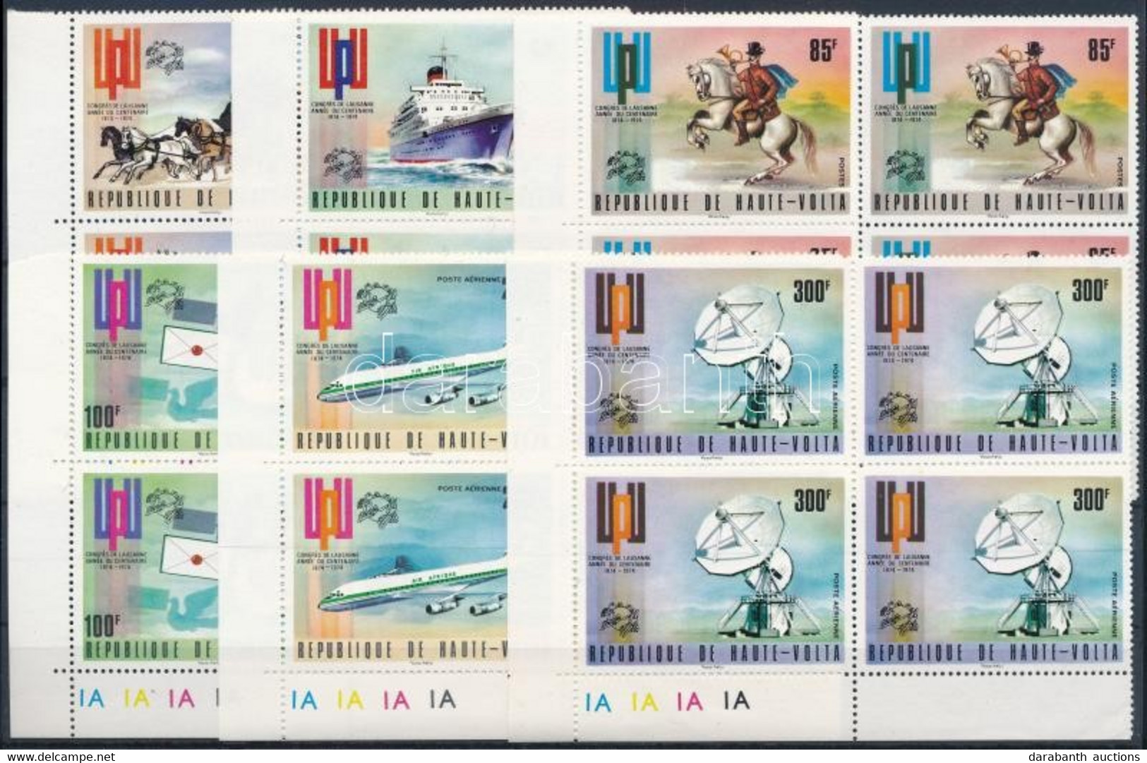 ** 1974 UPU Jubileumi Kongresszus, Lausanne Sor ívsarki Négyestömbökben Mi 517-522 - Other & Unclassified