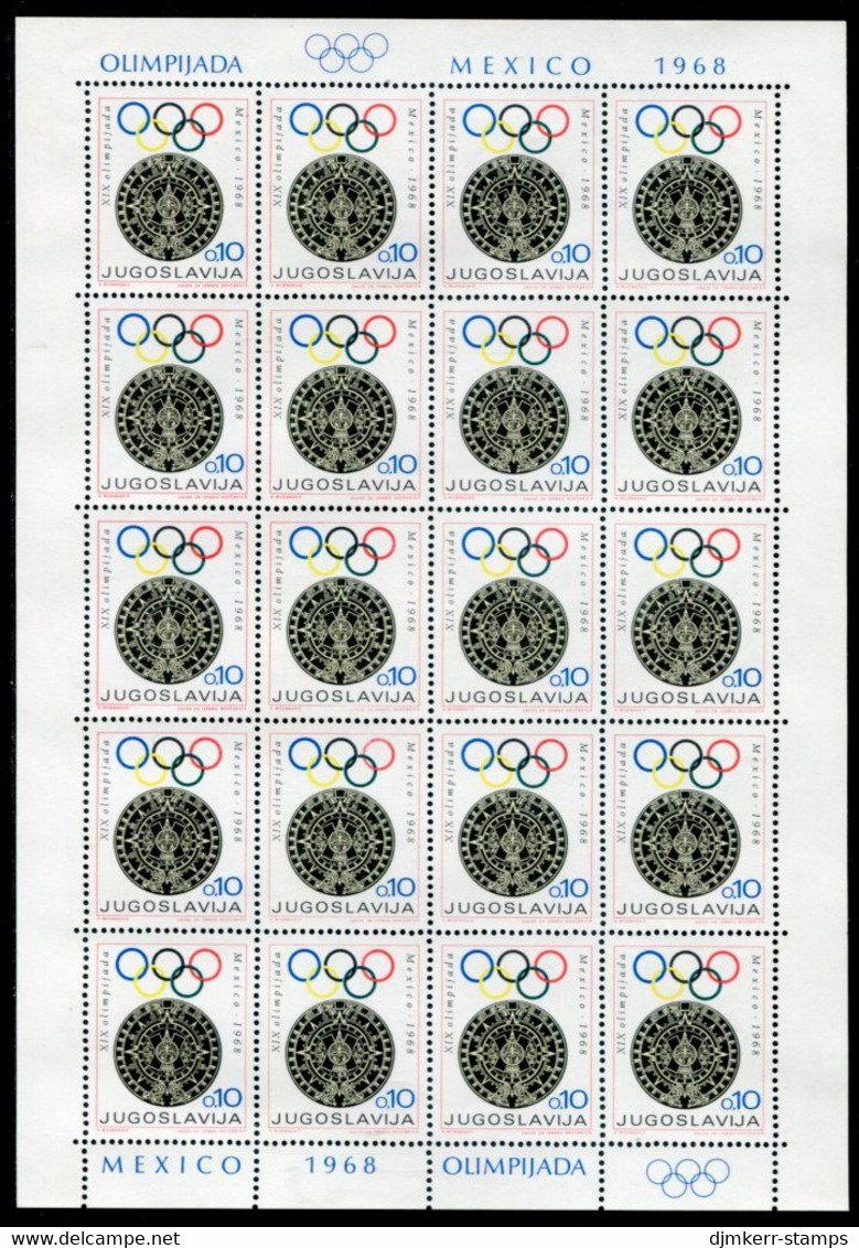 YUGOSLAVIA 1968 Olympic Games, Mexico Tax Sheet MNH / **.  Michel ZZM 35 - Blokken & Velletjes