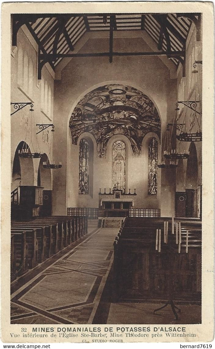 68   Wittenheim    -   Mines Domaniales  D'alsace  -    Vue Interieure De L'eglise  Ste Barbe , Mune  Theodore - Wittenheim