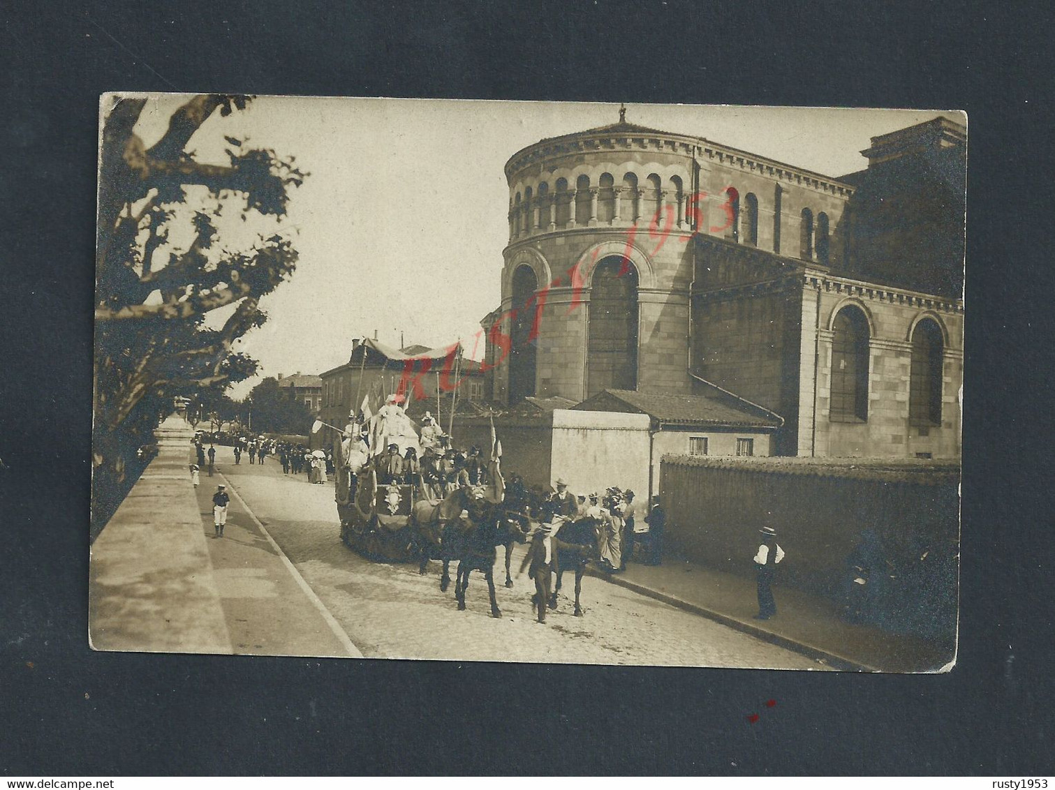 COLOMBES 92 CARTE PHOTO DUVEAU PERSONNAGES À LA BELLE EPOQUE FÊTE CHAR CARNAVAL : - Carnaval