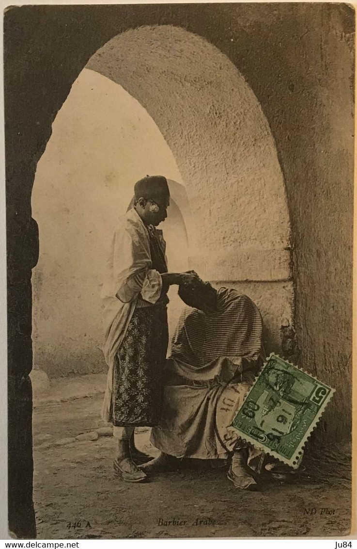 Tunisie - Barbier Arabe - Carte Postale Pour Bézier (Hérault) France - 24 Novembre 1909 - Sonstige & Ohne Zuordnung