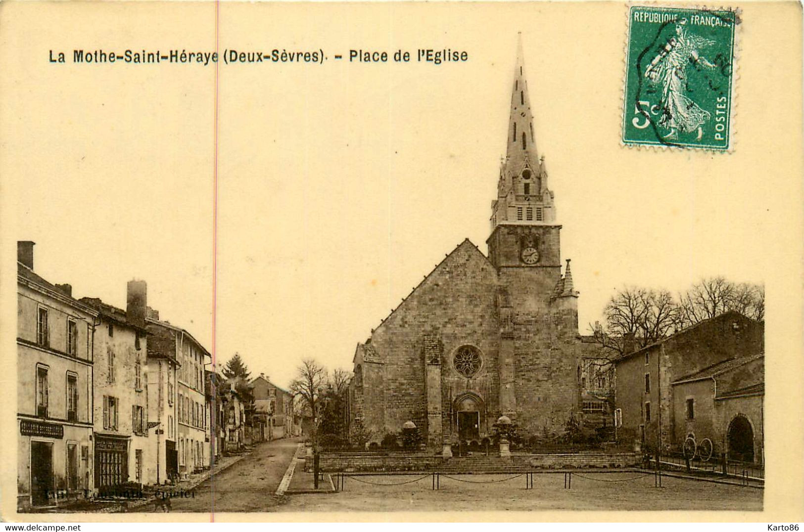 La Mothe St Héraye * La Place De L'église Du Village * Sellerie Bourrellerie - La Mothe Saint Heray