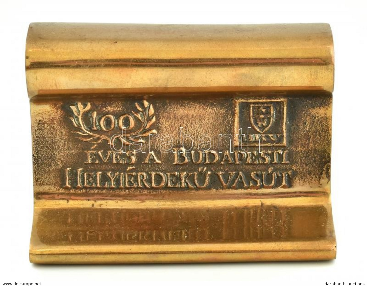 1987 100 éves A Budapesti Helyiérdekű Vasút, Bronz Síndarab Formájú Szobor, Jelzett, 10,5x7,5x6,5 Cm - Other & Unclassified