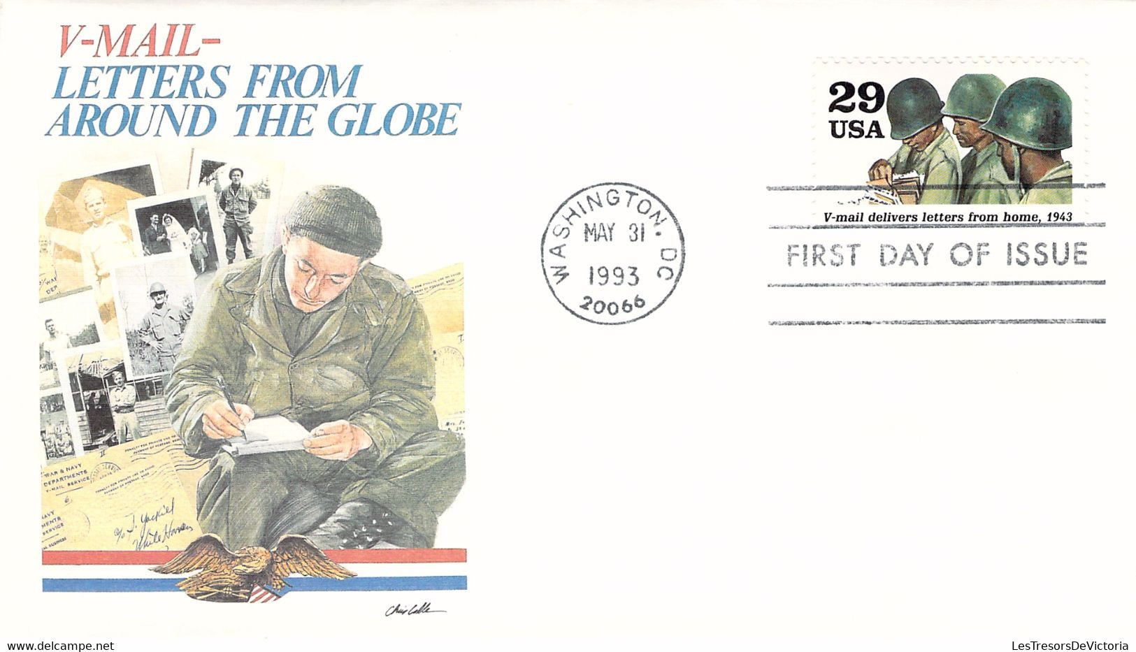 Lettre Premier Jour - First Day Fo Issue - V-mail Delivers Letters From Home 1943 - Washington 1993 - Militares