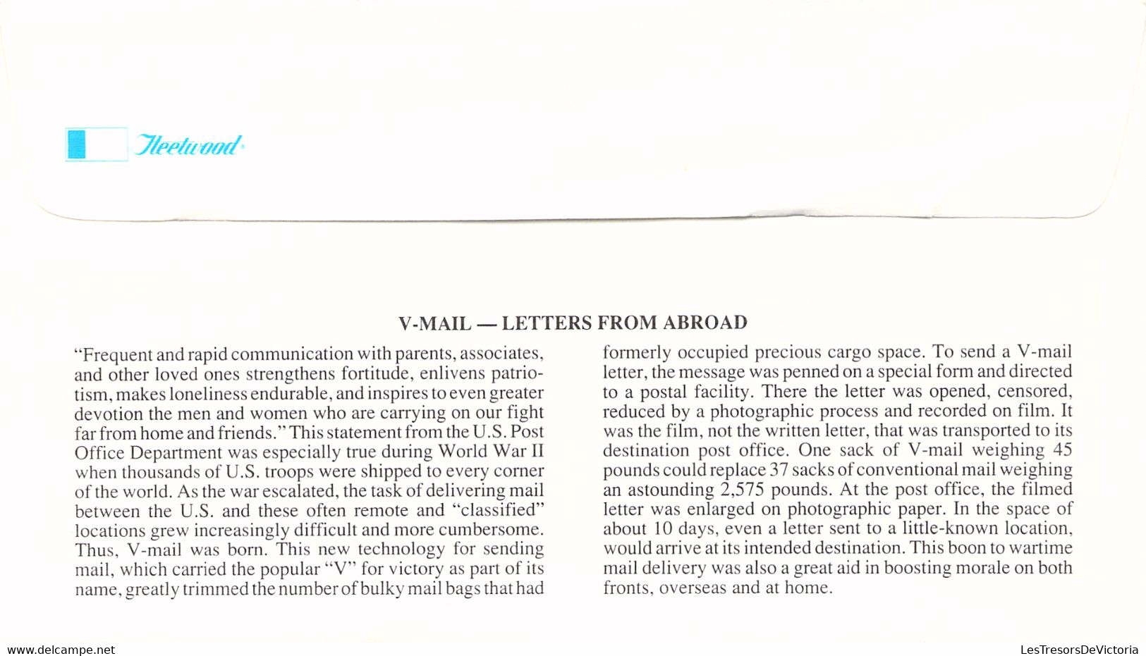 Lettre Premier Jour - First Day Fo Issue - V-mail Delivers Letters From Home 1943 - Washington 1993 - Militares