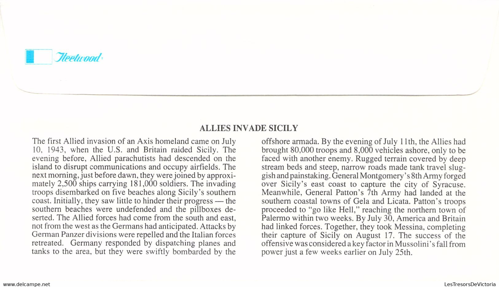 Lettre Premier Jour - First Day Fo Issue - Sicily Attacked By Allied Forces 1943 - Washington 1993 - Militaria