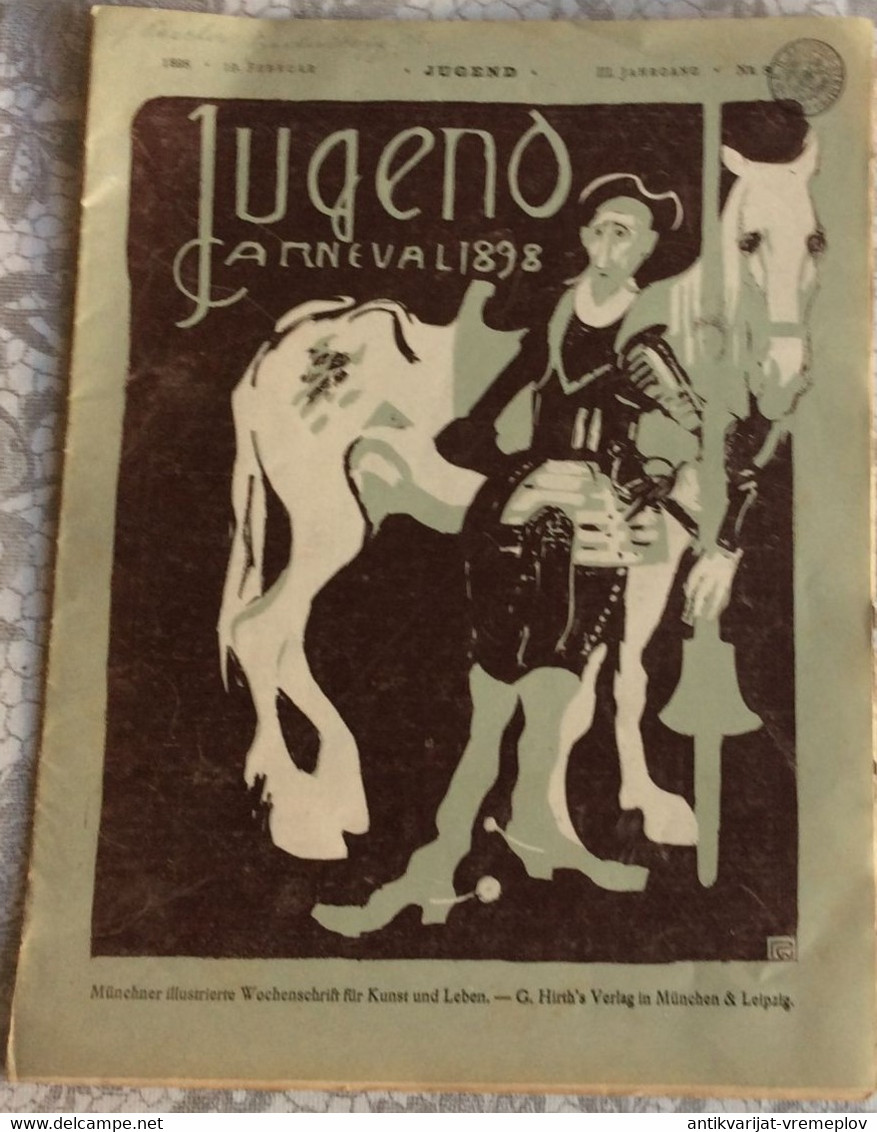 Old Paper Magazines German  Art Culture Art JUGEND1898 10.FEBR. III.JAHRGANG CARNEVAL MÜNCHEN ILLUSTRIERTE  G.HIRT'S VER - Arte