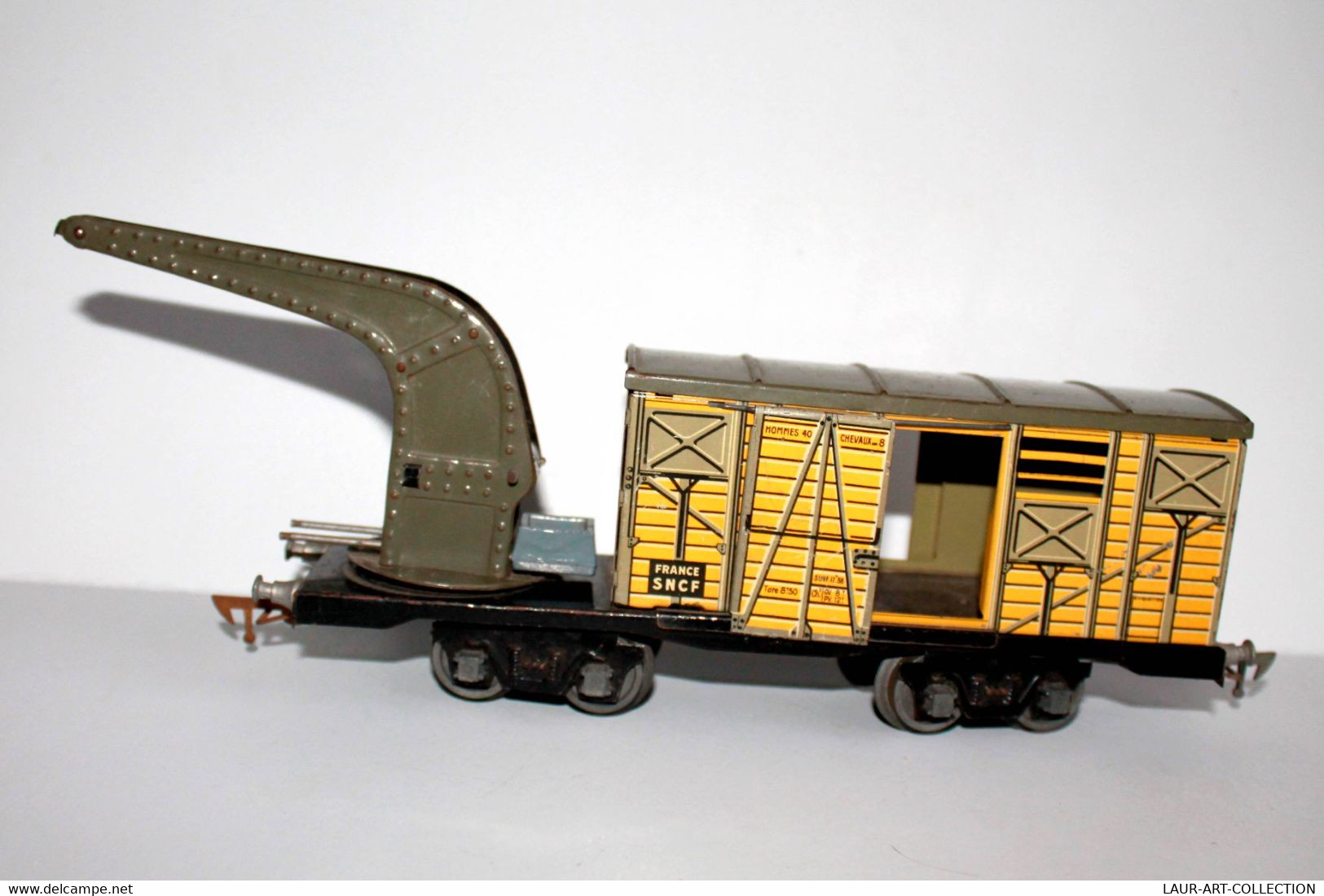 JEP - RARE WAGON SNCF HOMMES 40 CHEVAUX 8 AVEC POULIE / PALAN DE LEVAGE - ECH:O UNIS FRANCE MODELISME FERROVIAIRE   (15) - Güterwaggons